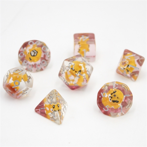 Clear Orange Racoon Dice - Resin Dice set - Epic Dwarf Dice